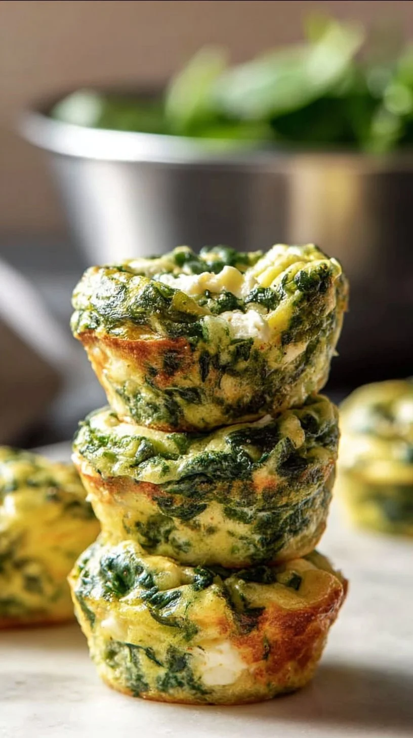 Spinach and Feta Egg Cups 1 Baked Spinach and Feta Egg Cups in a muffin tray