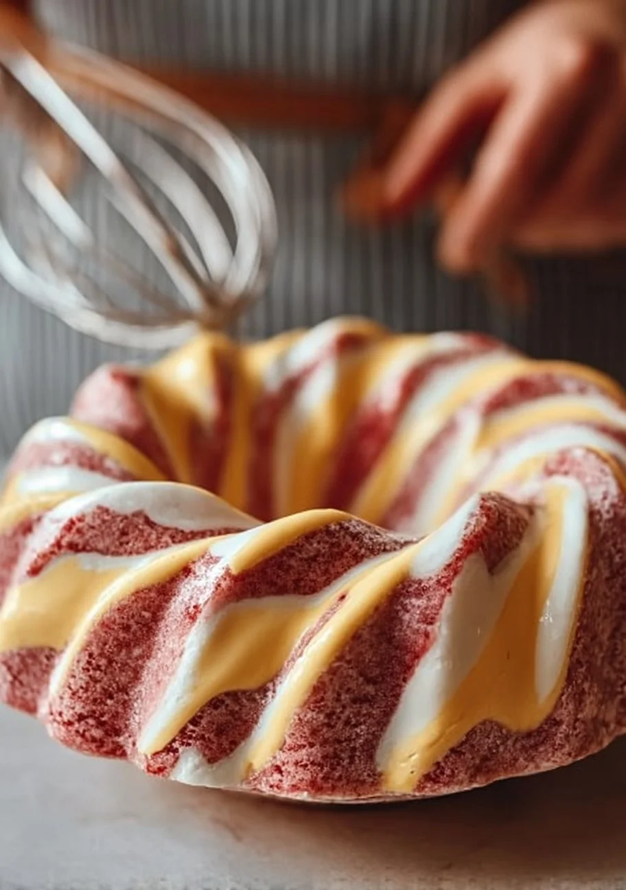 Deliciously baked Strawberry Milkshake Pound Cake with fresh strawberries