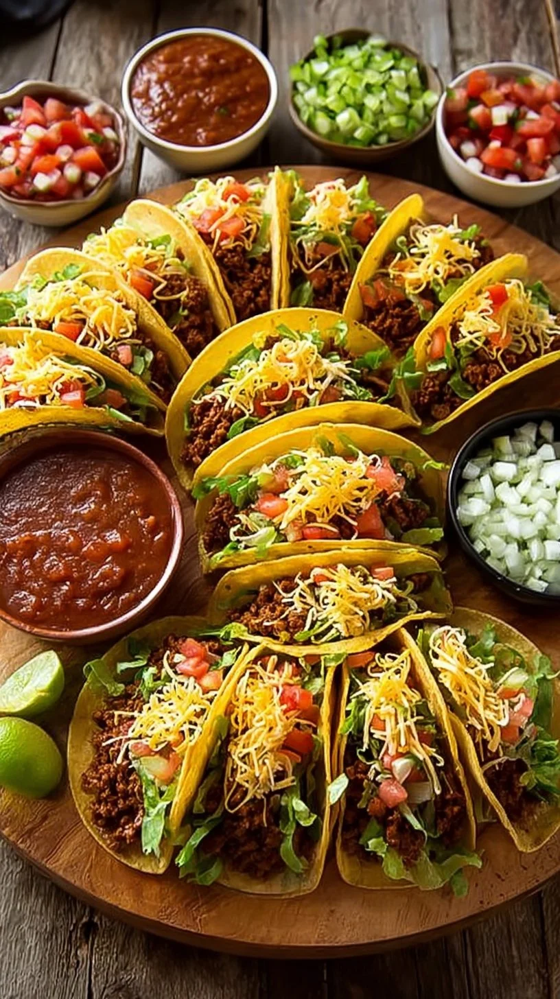 Ultimate taco dinner board with tasty appetizers and toppings for a fun meal.