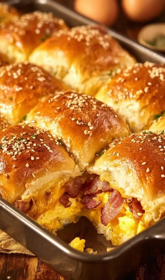 Heavenly Crack Breakfast Sliders stacked on a plate, ready to enjoy