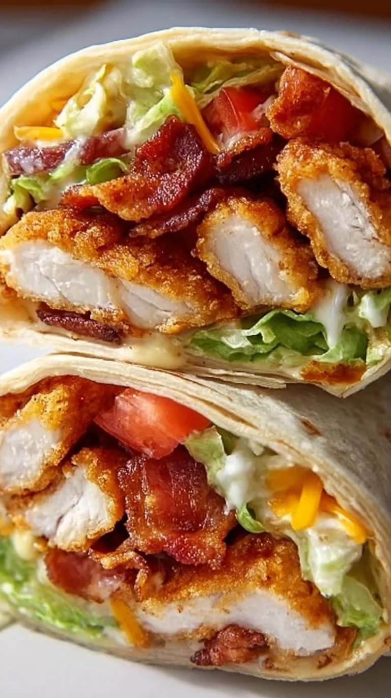 Crispy Chicken Bacon Ranch Wrap with fresh ingredients and crispy texture