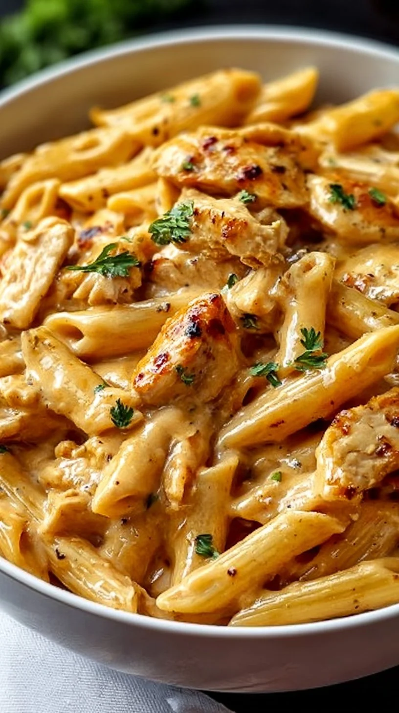 Crock Pot Creamy Cajun Chicken Pasta with colorful ingredients and creamy sauce