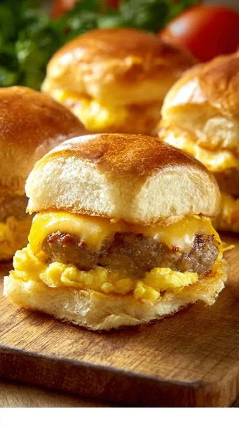 Cheesy sausage and egg breakfast sliders for a delicious morning meal