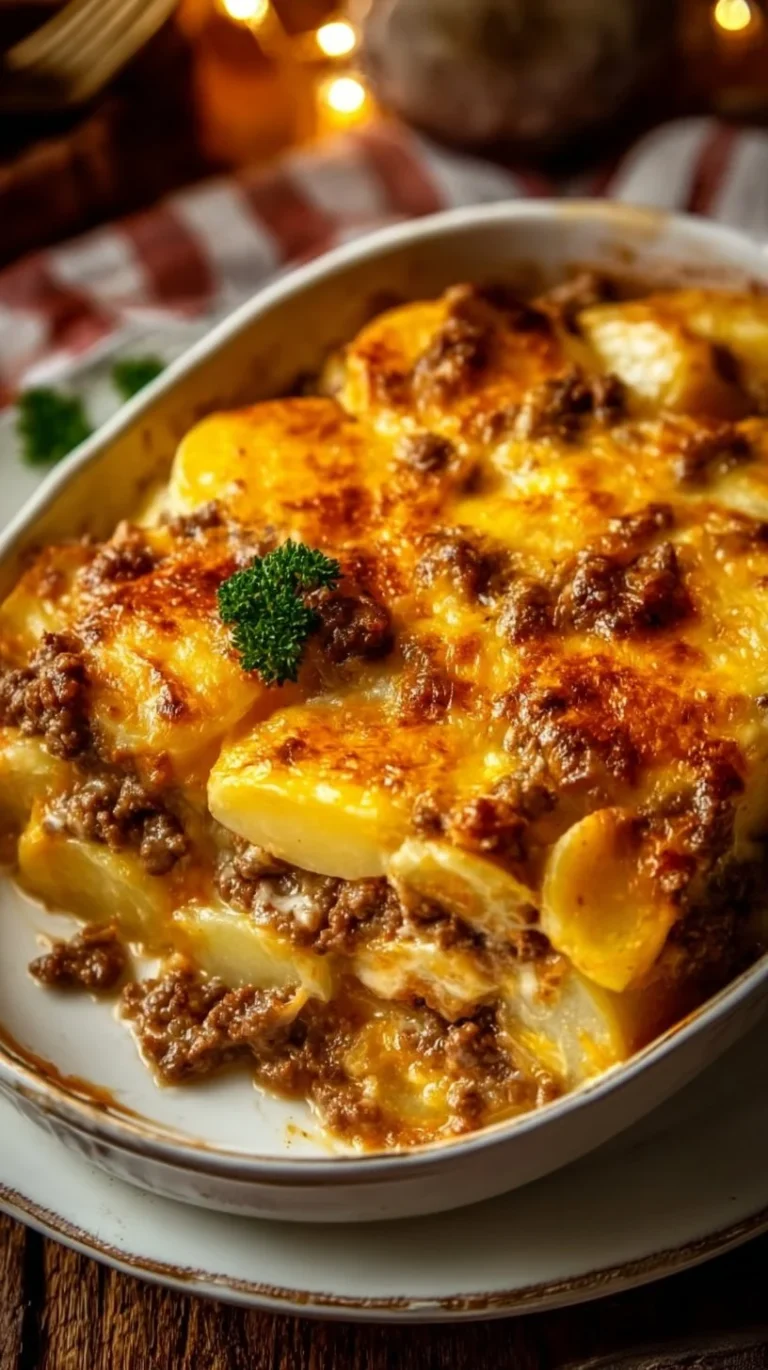 Hobo Casserole made with savory ground beef and fresh vegetables