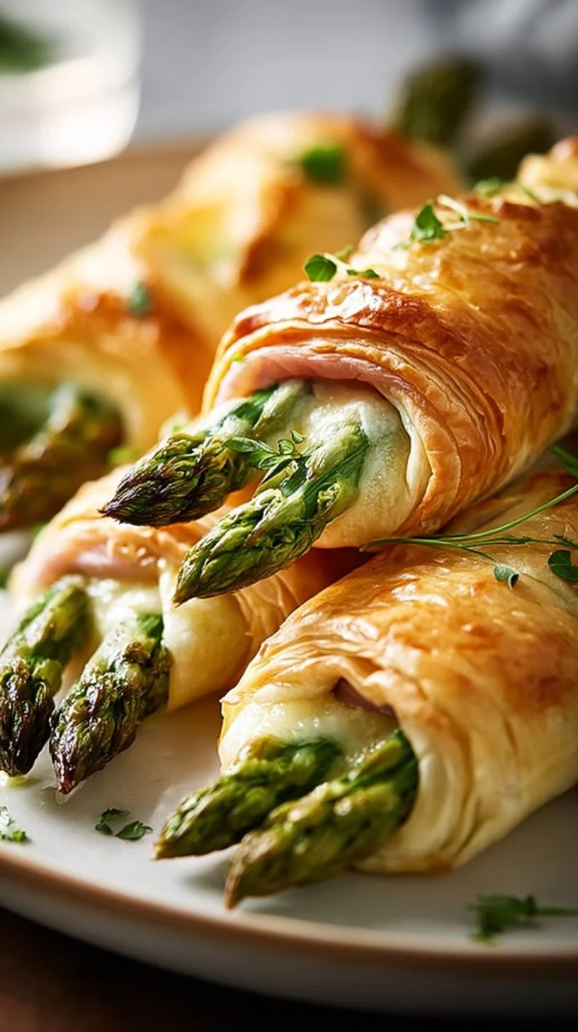 Prosciutto asparagus puff pastry bundles fresh out of the oven