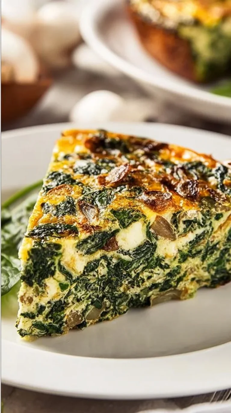 Homemade Spinach Quiche with fresh spinach and cheese in a flaky crust