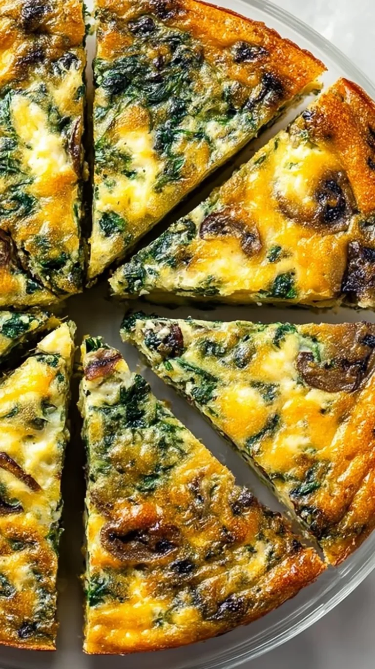 Crustless spinach mushroom quiche recipe for a tasty brunch option